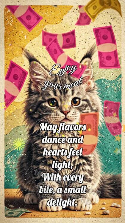 Enjoy your meal: Kitten Under Money Rain