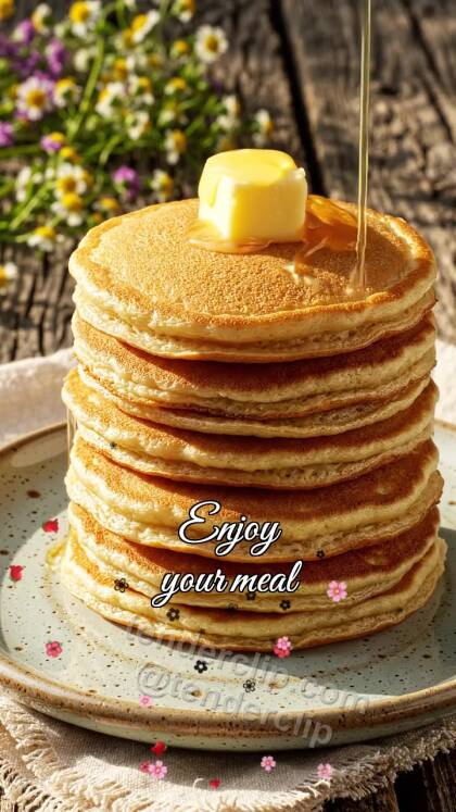 Enjoy your meal: butter melts on pancake stack