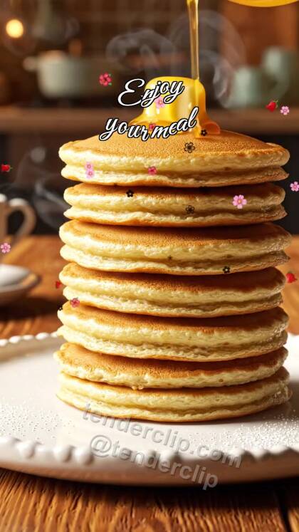 Enjoy your meal: butter melts on pancake stack