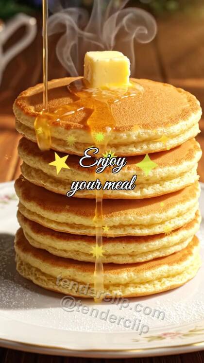 Enjoy your meal: butter melts on pancake stack