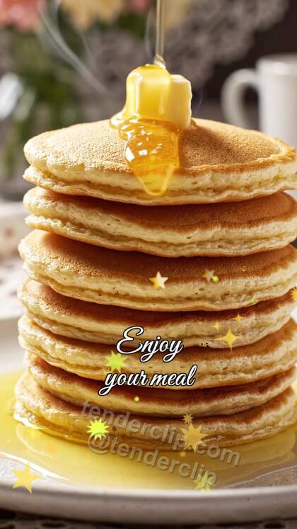 Enjoy your meal: butter melts on pancake stack