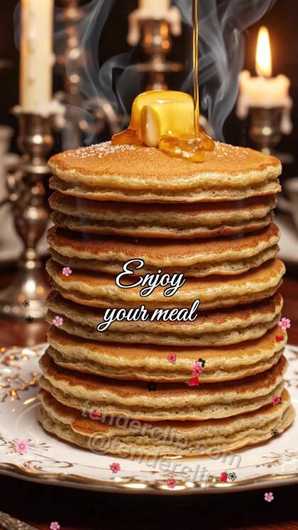 Enjoy your meal: butter melts on pancake stack