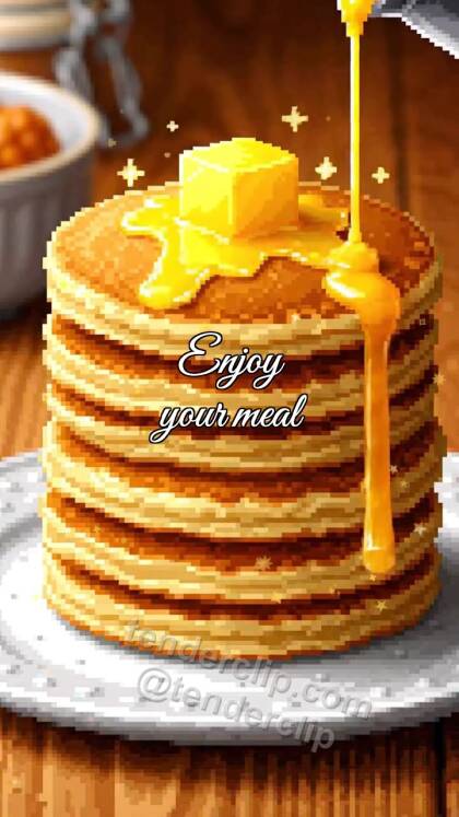 Enjoy your meal: butter melts on pancake stack