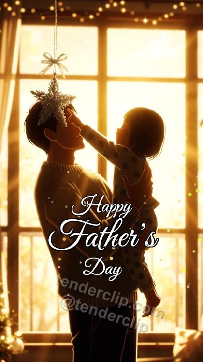Happy Father’s Day: dad lifts a child to a star