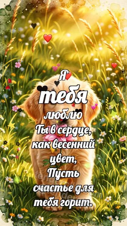 Я тебя люблю: Щенок несёт цветок