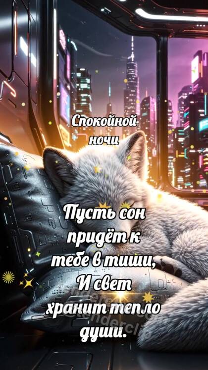 Спокойной ночи: Лисёнок обнимает подушку