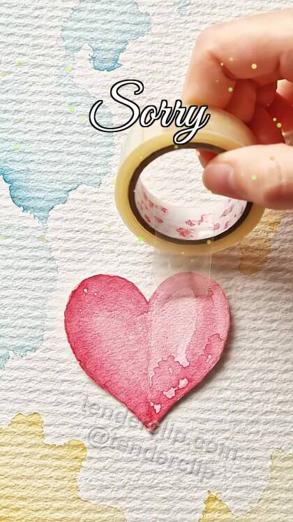 Sorry: paper heart is taped gently