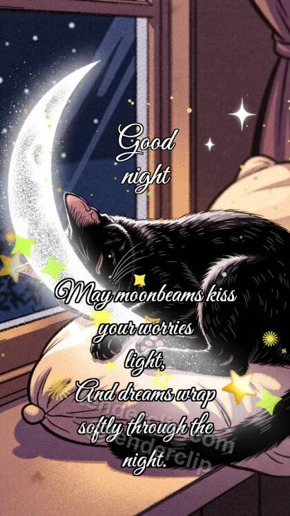 Good night: Moon Tucks Cat