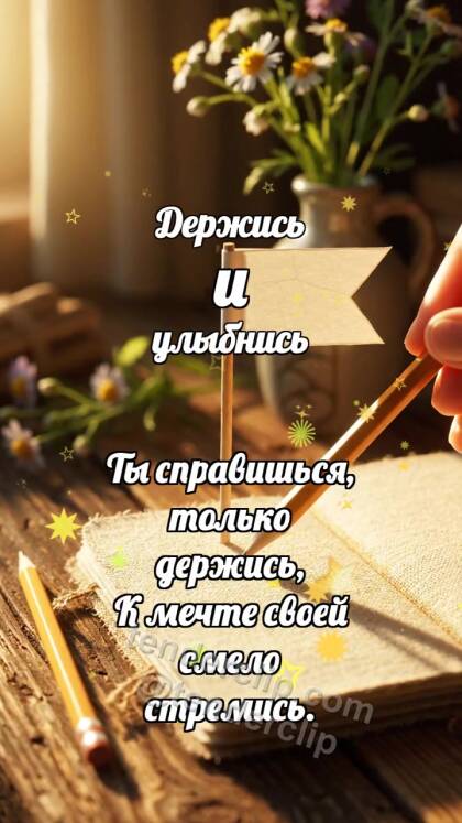Держись и улыбнись: Карандаш поднимает флажок