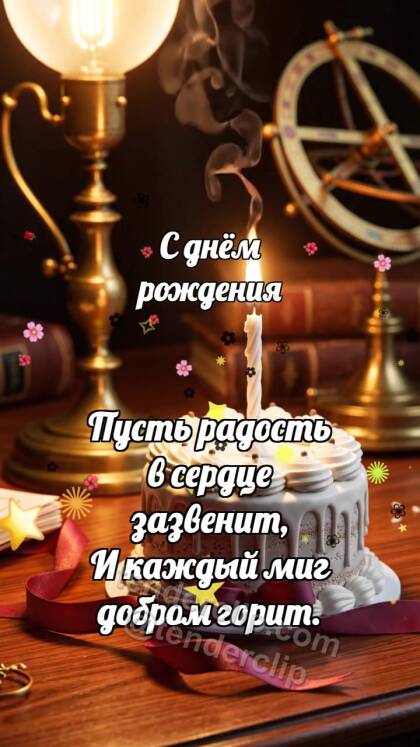 С днём рождения: Свеча дарит бантик
