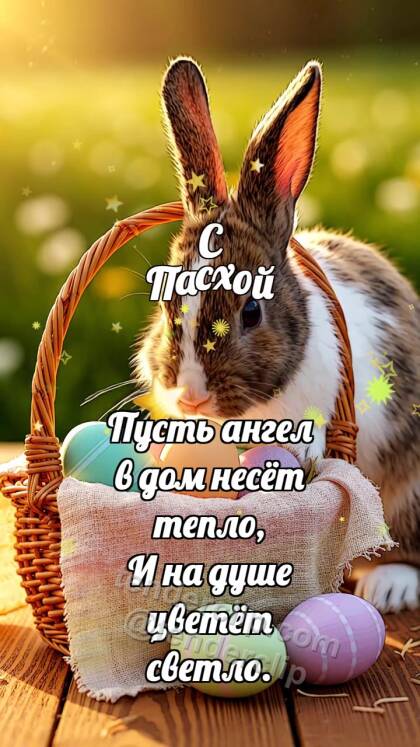 С Пасхой: Кролик прячет лучик