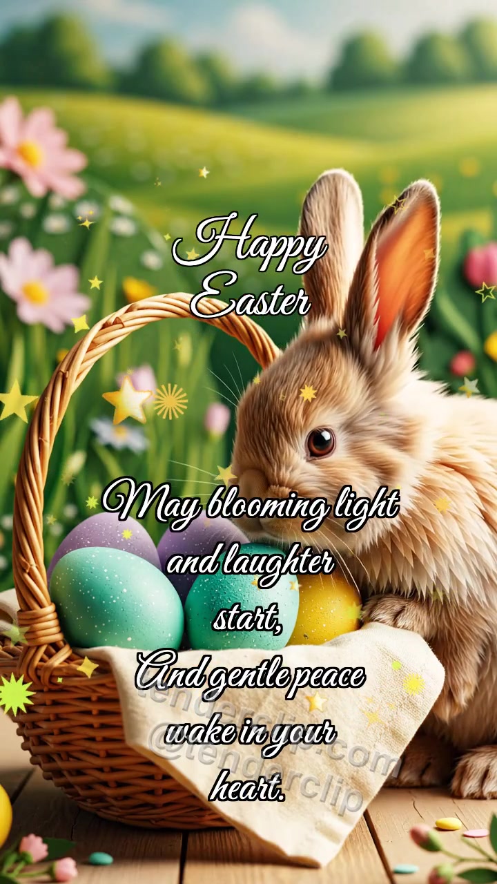 Happy Easter: Bunny Hides Sunbeam