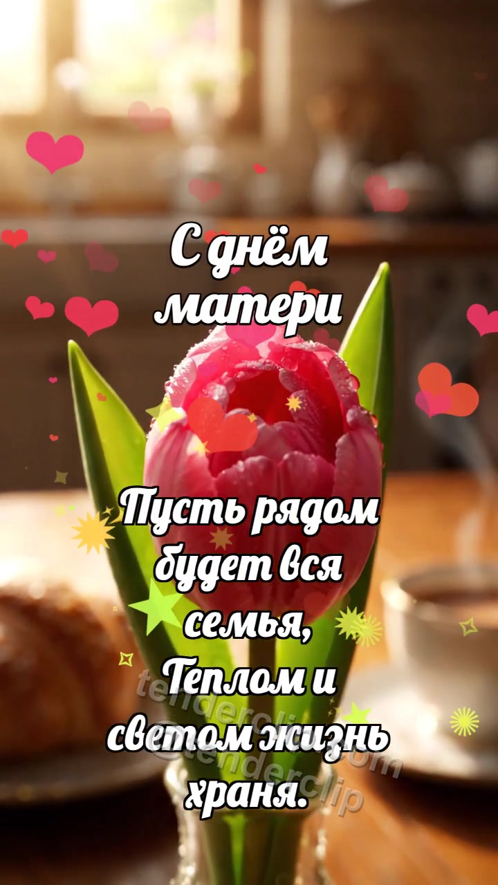 С днём матери: Тюльпан прячет сердечко