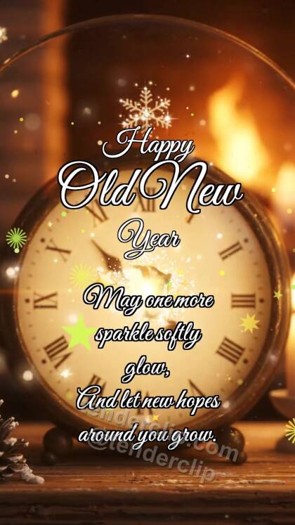Happy Old New Year: Clock Warms Snowflake