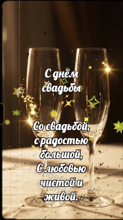 С днём свадьбы: Бокалы встречают блик