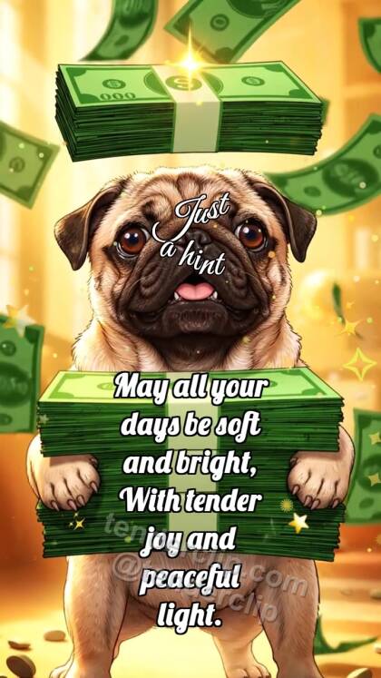 Just a hint: Puppy Holds Cash
