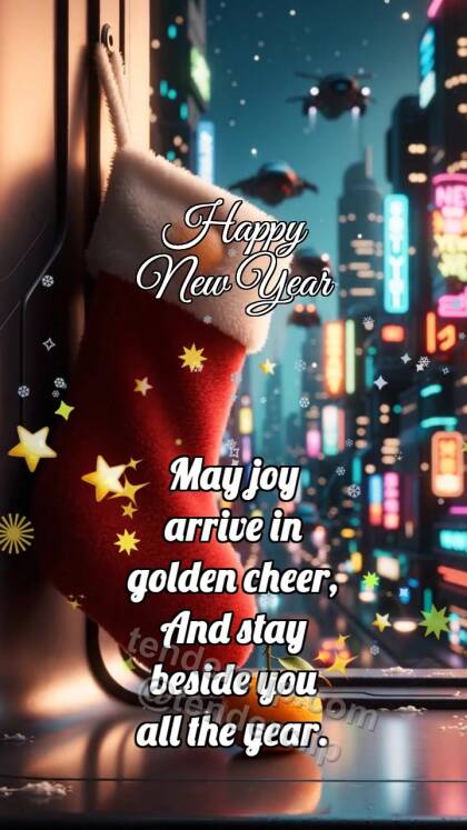 Happy New Year: Stocking Catches Tangerine