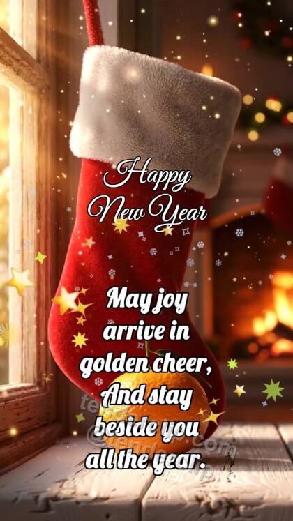 Happy New Year: Stocking Catches Tangerine