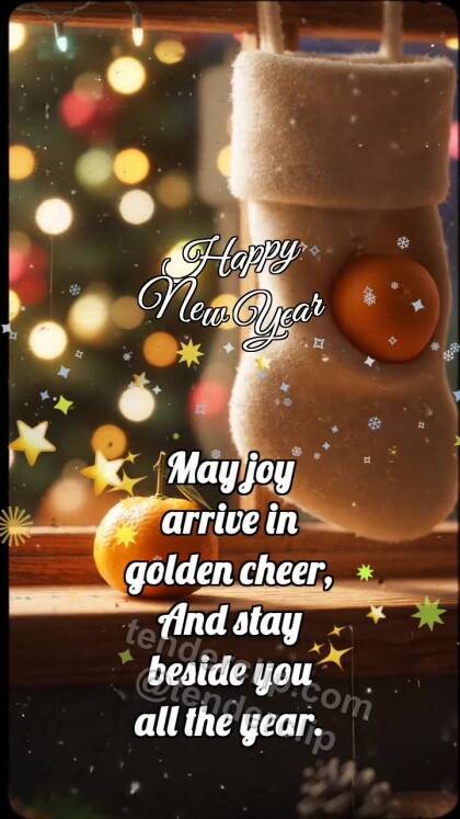 Happy New Year: Stocking Catches Tangerine