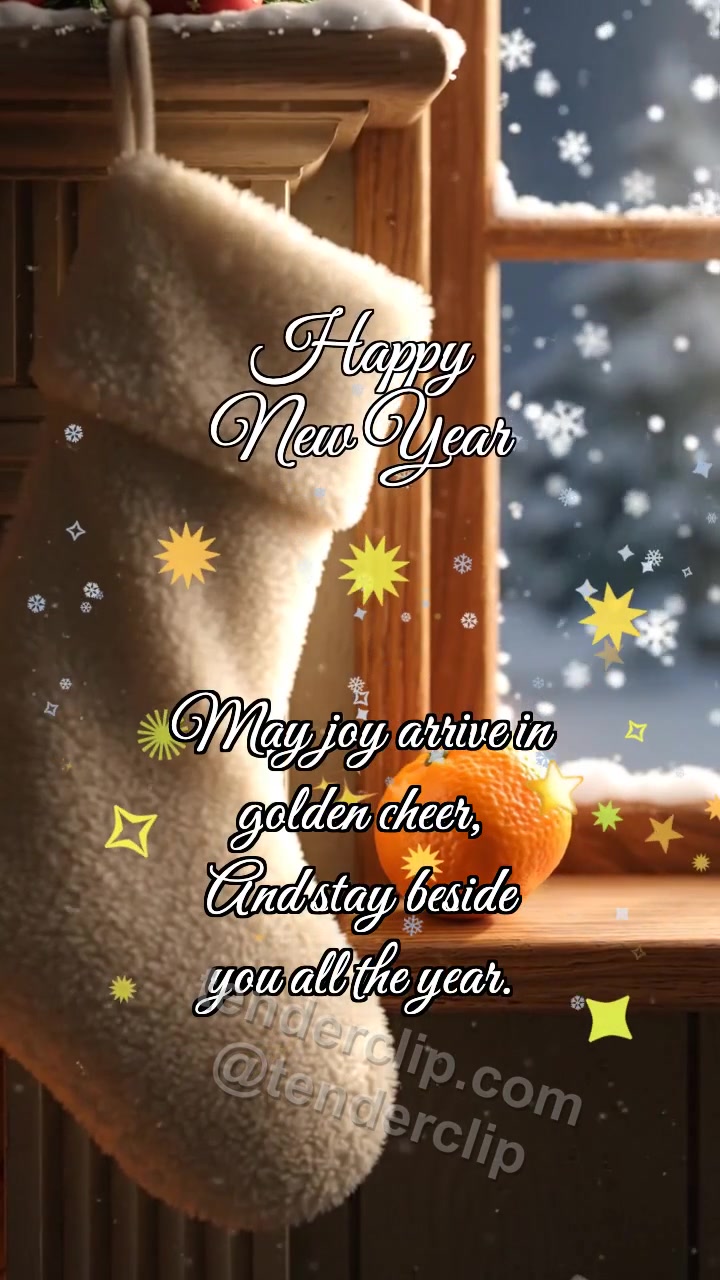 Happy New Year: Stocking Catches Tangerine