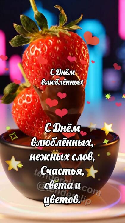 С Днём влюблённых: Клубника делит шоколад