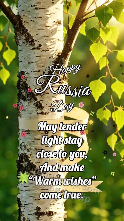 Happy Russia Day: Birch Holds Ribbon