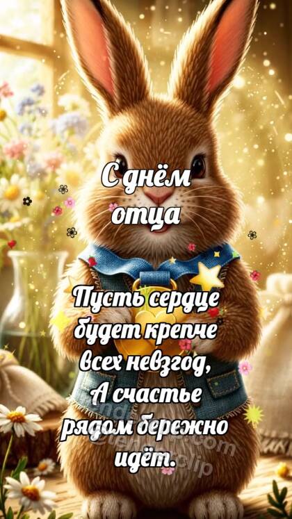 С днём отца: Зайчик дарит медаль папе