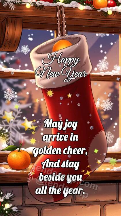 Happy New Year: Stocking Catches Tangerine