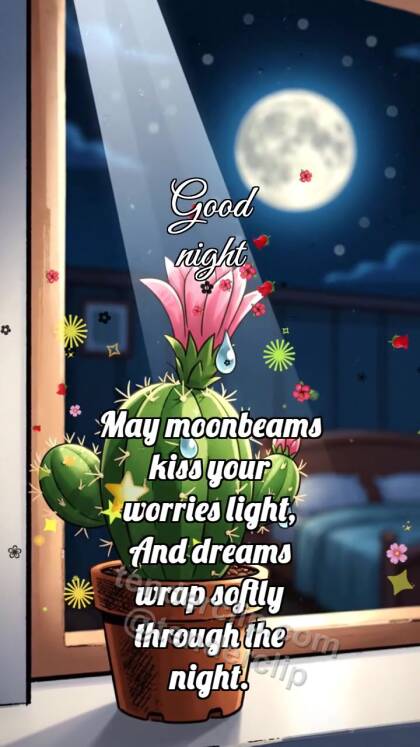 Good night: Cactus Catches Moon