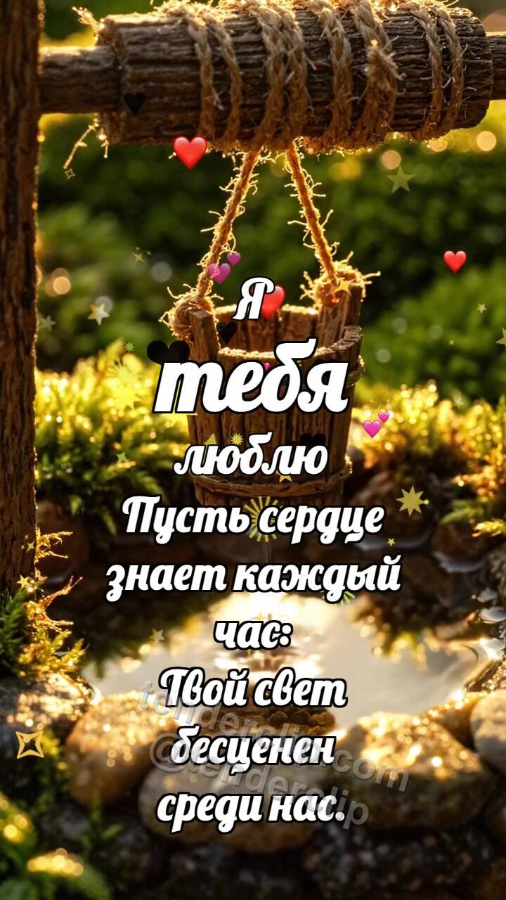 Анимационная открытка на тему Я тебя люблю: Колодец бережёт ведёрко