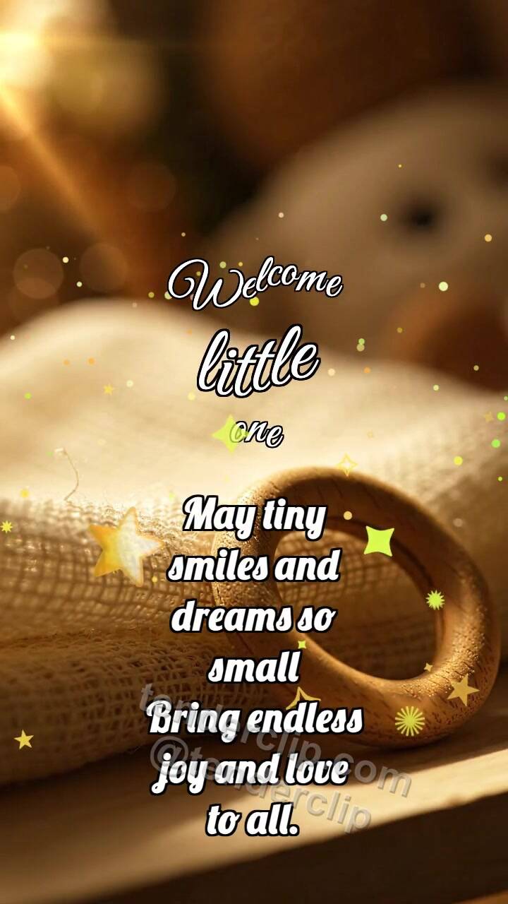 Animated greeting card about Welcome little one: Muslin Catches Ray