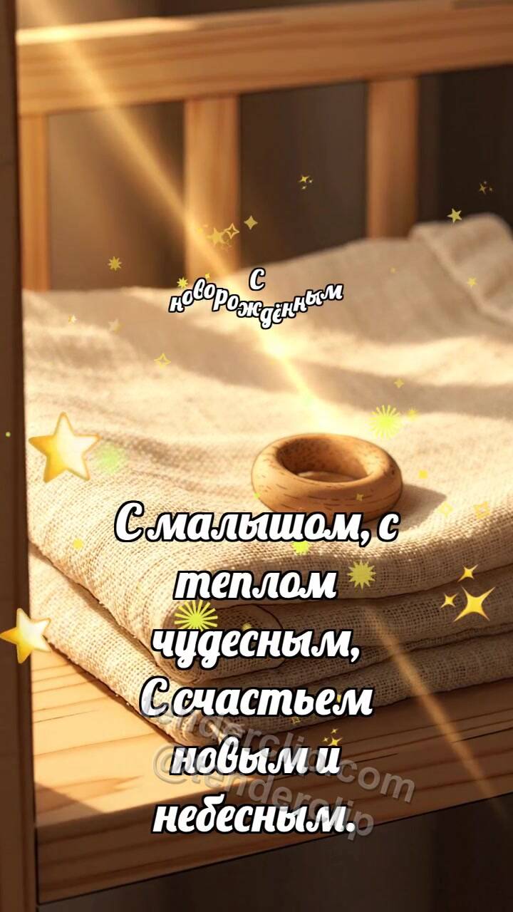 Анимационная открытка на тему С новорождённым: Муслин ловит лучик