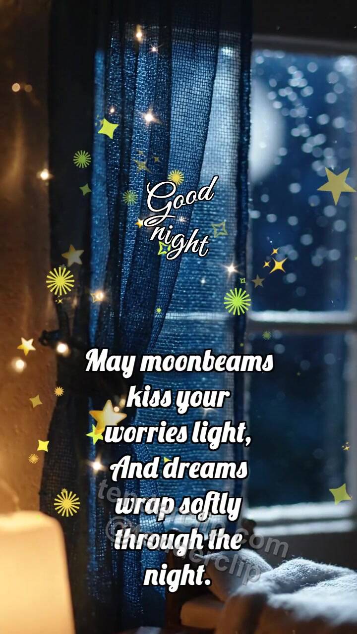 Animated greeting card about Good night: Star Curtain Closes