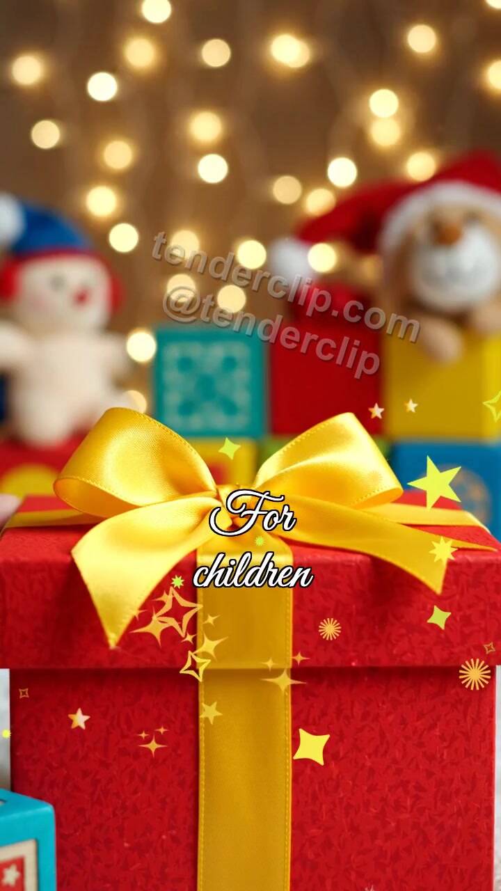 Animated greeting card about For children: gift box shyly opens