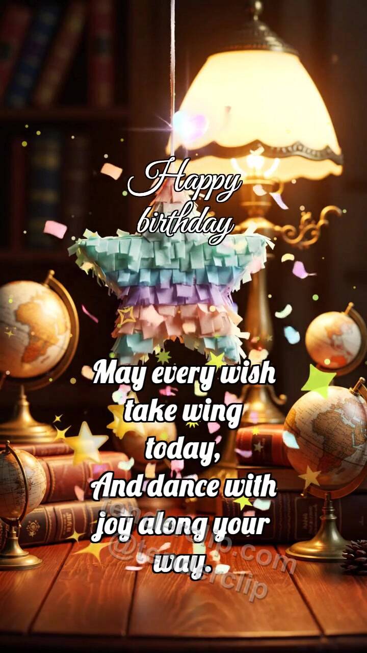 Animated greeting card about Happy birthday: Piñata Drops Confetti