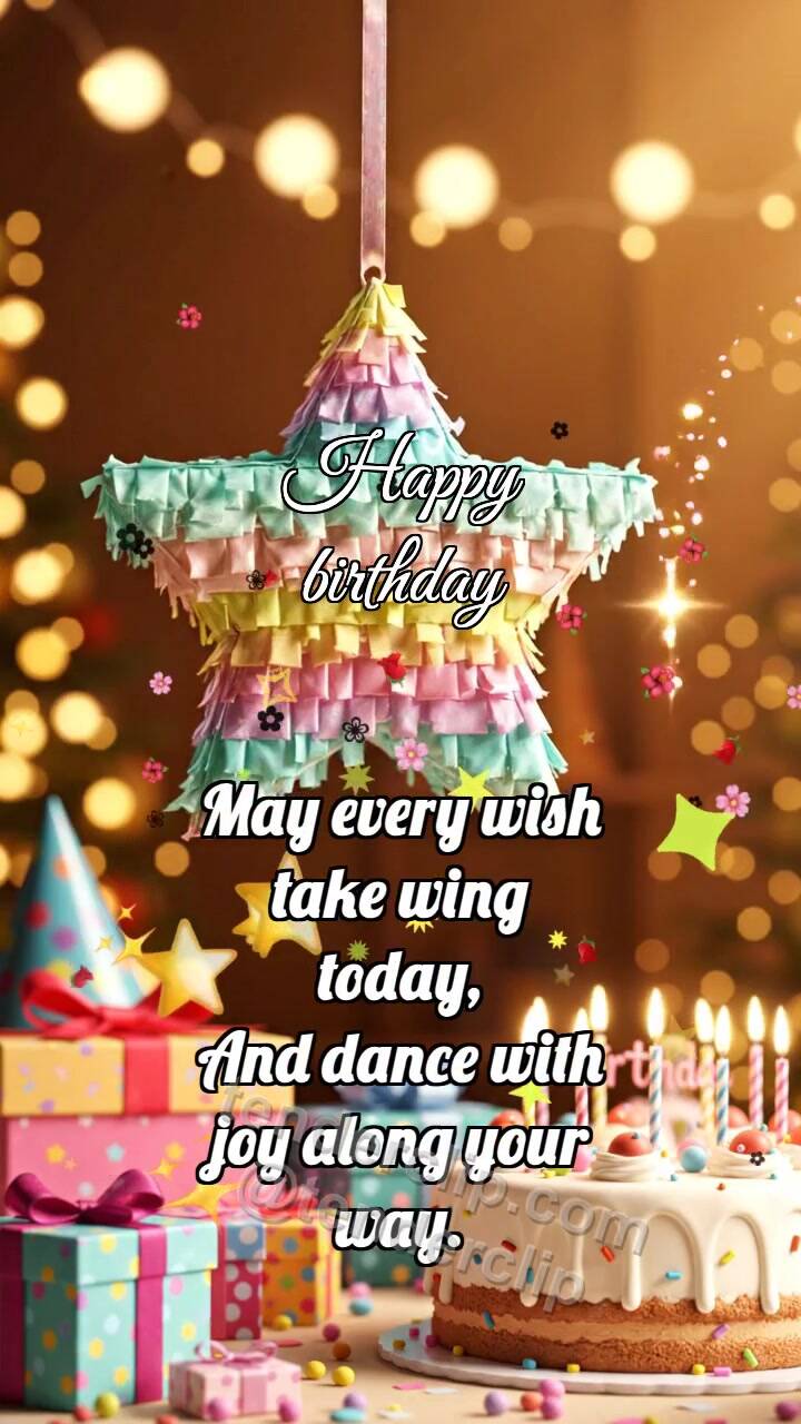 Animated greeting card about Happy birthday: Piñata Drops Confetti
