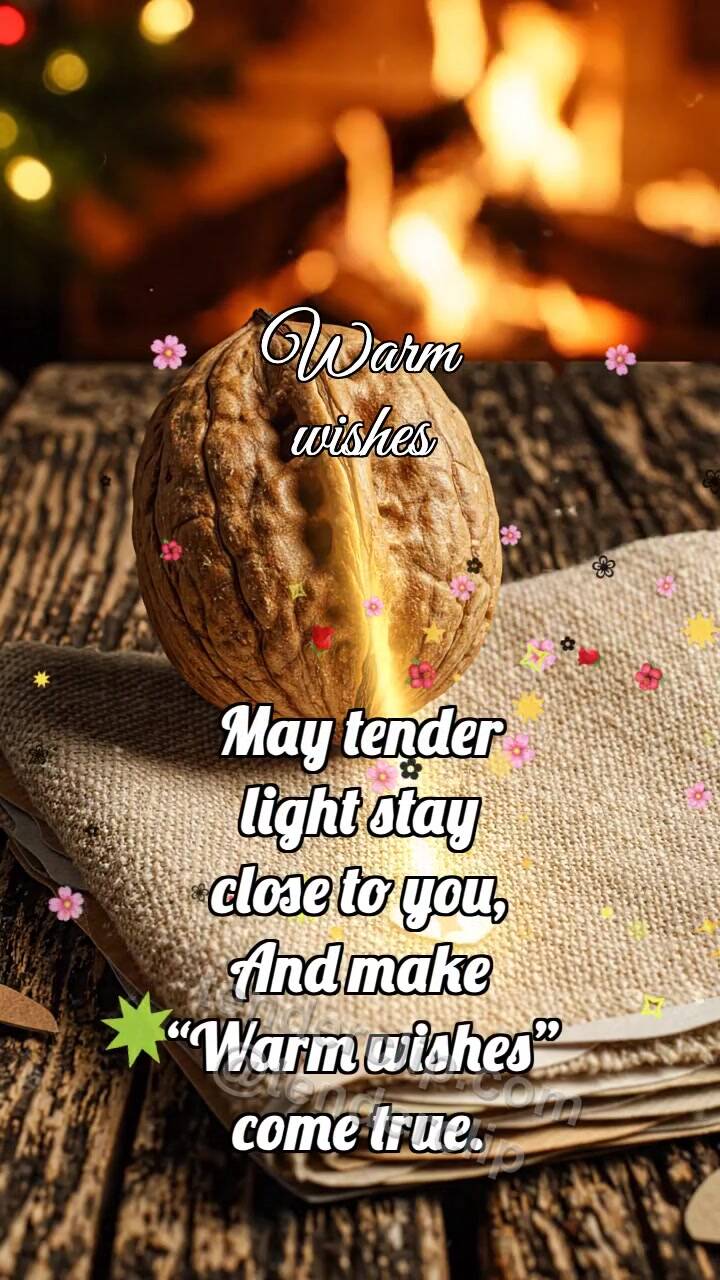 Animated greeting card about Warm wishes: Walnut Shares Warmth