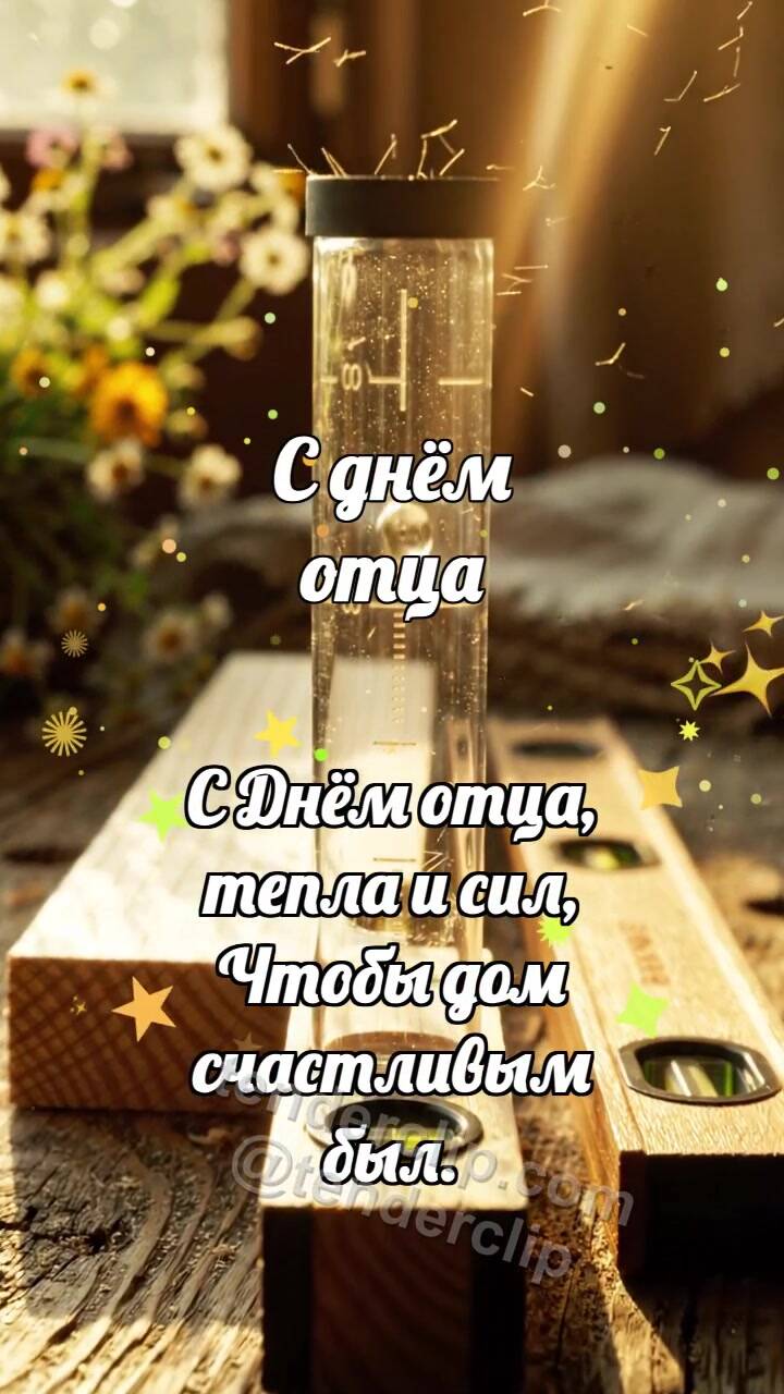 Анимационная открытка на тему С днём отца: Уровень ловит пузырёк