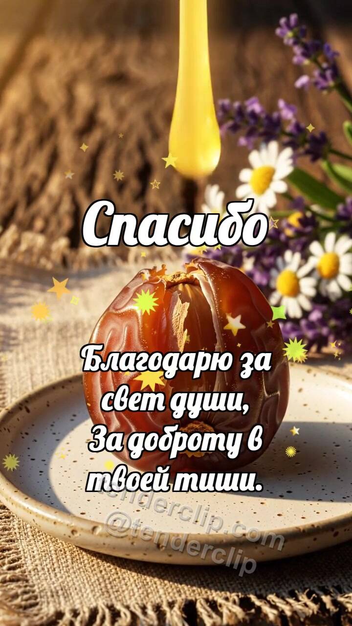 Анимационная открытка на тему Спасибо: Финик делится сладостью