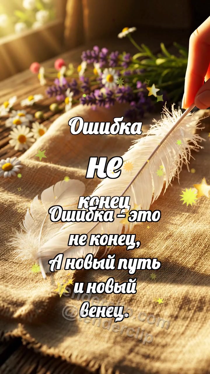 Анимационная открытка на тему Ошибка не конец: Перо разглаживает складку