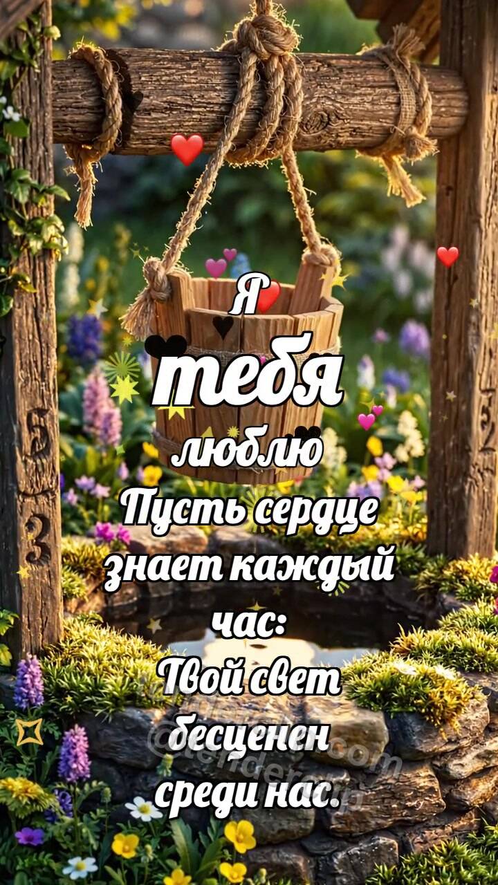 Анимационная открытка на тему Я тебя люблю: Колодец бережёт ведёрко