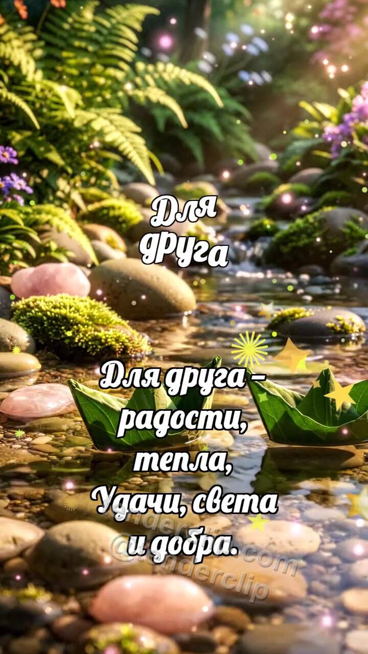 Анимационная открытка на тему Для друга: Кораблики делят ручей