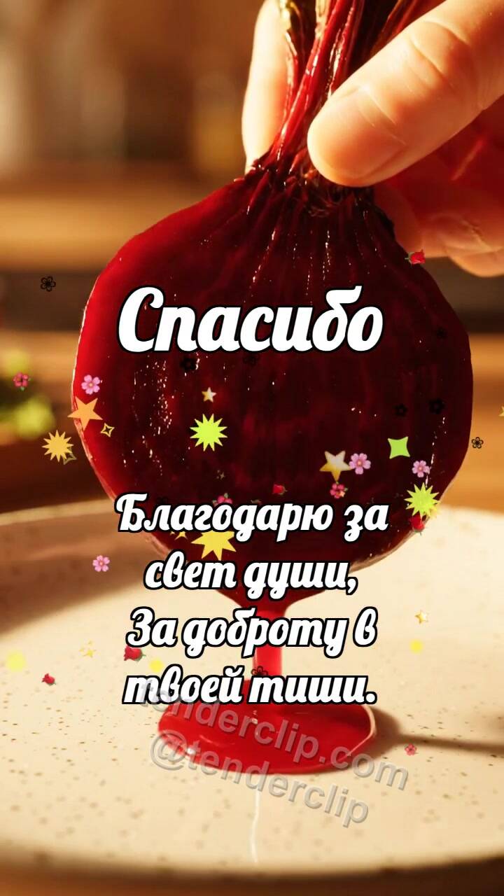 Анимационная открытка на тему Спасибо: Свёкла делится соком