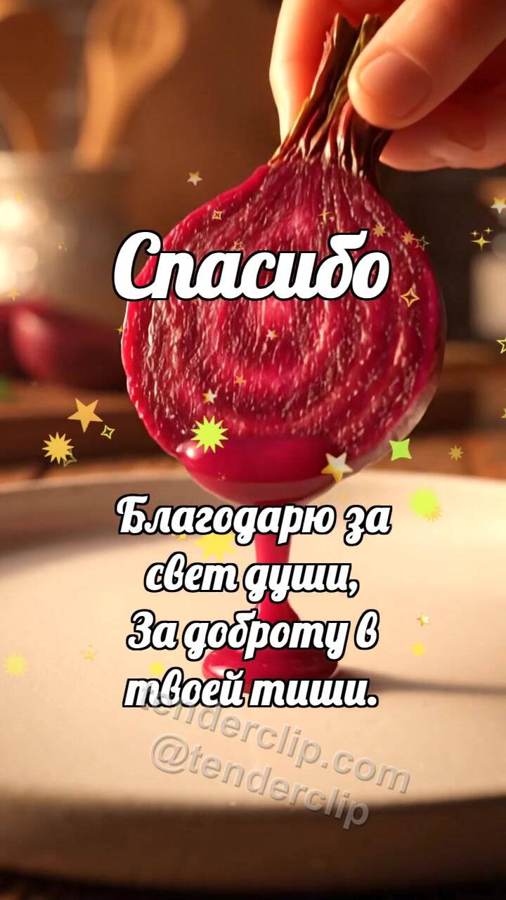 Анимационная открытка на тему Спасибо: Свёкла делится соком