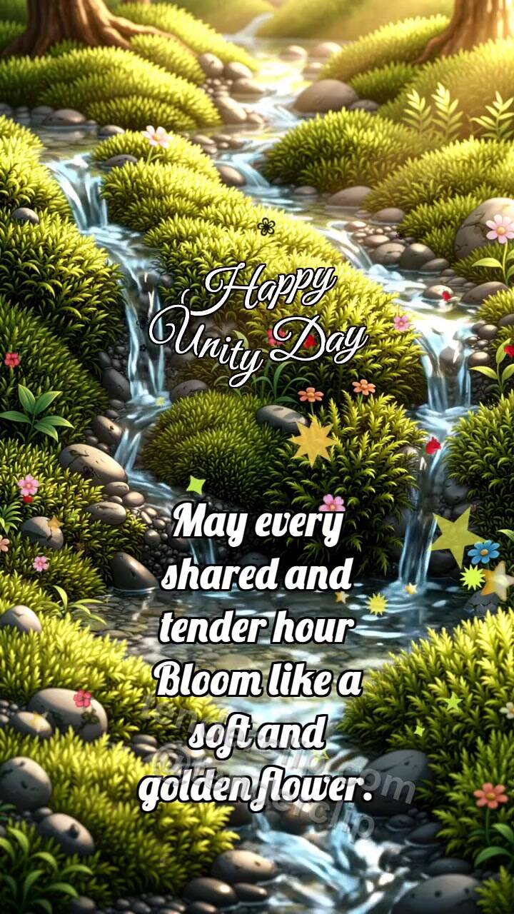 Animated greeting card about Happy Unity Day: Streams Meet Together