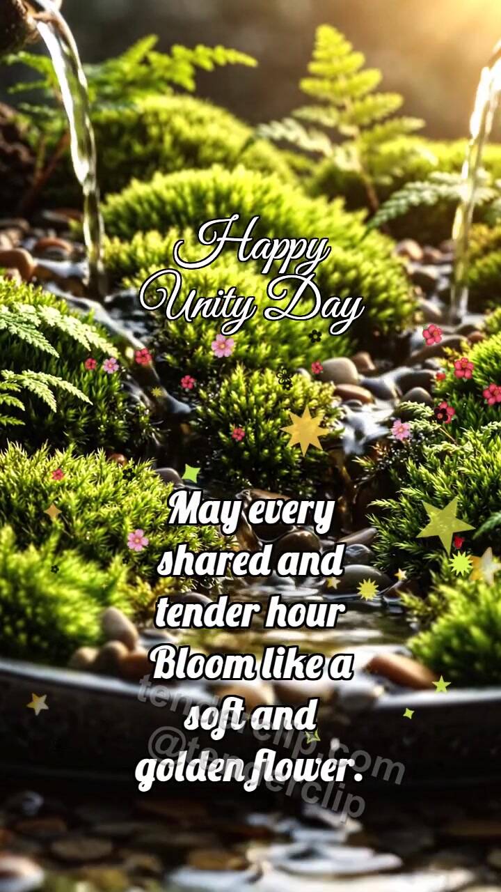 Animated greeting card about Happy Unity Day: Streams Meet Together