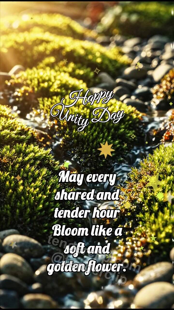 Animated greeting card about Happy Unity Day: Streams Meet Together