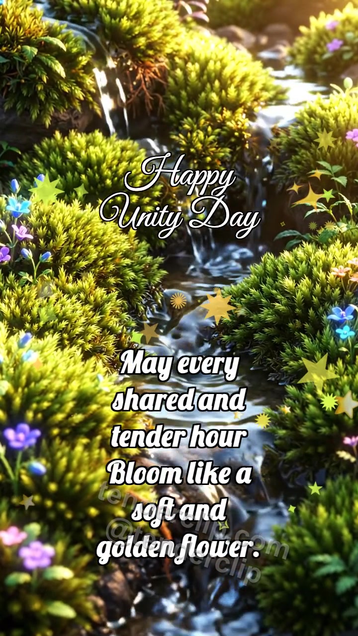 Animated greeting card about Happy Unity Day: Streams Meet Together