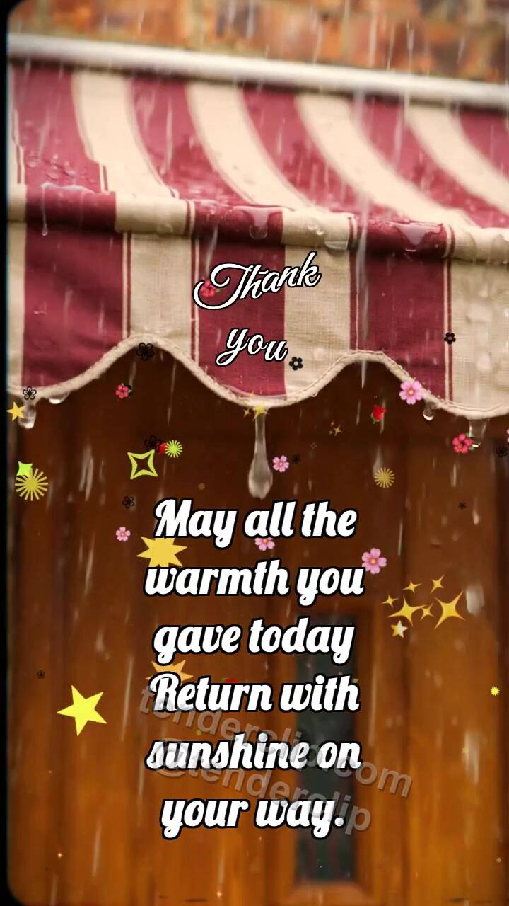 Animated greeting card about Thank you: Awning Holds Rain