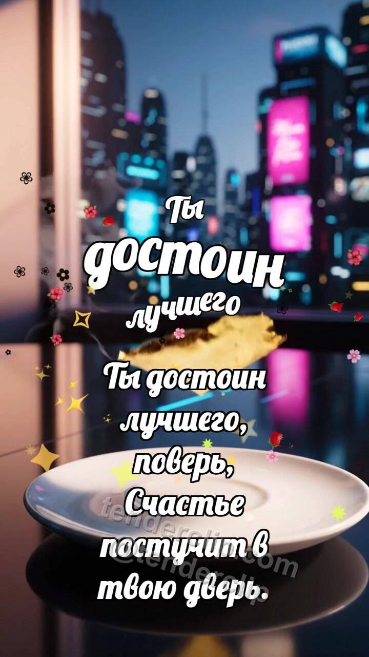 Анимационная открытка на тему Ты достоин лучшего: Золотой лист поднимается